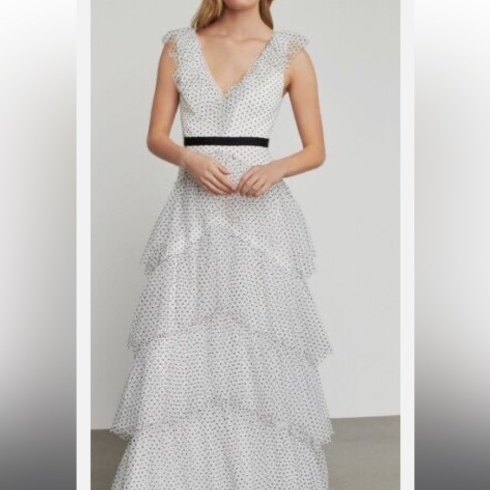 BCBG Maxazria Ruffle polka dot dress